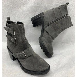Marc Fisher LTD MLDREAM Boots Booties Gray Women’s Size 8M Ankle Straps Side Zip